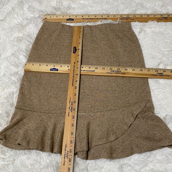 Express Tweed Texture Skirt Ruffle Peplum Hem Pull On Stretch Tan Brown size XS - Picture 12 of 16
